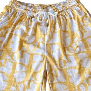 Off Brand Yellow and White Athletic Shorts